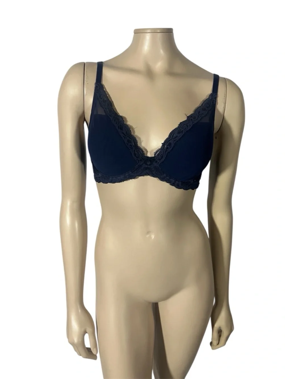 Natori Feather Tshirt Bra Navy Lace Trim Underwire Bra - Women Intimates - Picture 5 of 12
